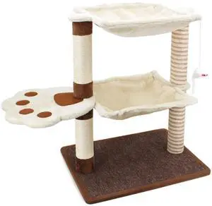 SONGWAY Cat Scratching Post with Hammock - 27.5'' Cat Tree with Natural Sisal Post, Cradle Bed Hammock for Indoor Large Adult Cats SONGWAY Cat Scratching Post with Hammock - 27.5'' Cat Tree with Natural Sisal Post, Cradle Bed Hammock for Indoor Large Adult Cats