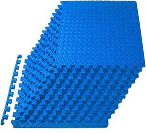 ProsourceFit Puzzle Exercise Mat ½ in, EVA Interlocking Foam Floor Tiles for Home Gym, Mat for Home Workout Equipment, Floor Padding for Kids, Blue, 24 in x 24 in x ½ in, 48 Sq Ft - 12 Tiles ProsourceFit Puzzle Exercise Mat ½ in, EVA Interlocking Foam Floor Tiles for Home Gym, Mat for Home Workout Equipment, Floor Padding for Kids, Blue, 24 in x 24 in x ½ in, 48 Sq Ft - 12 Tiles