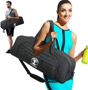 WARRIOR2 Yoga Mat Bag Carrier with 8-Pocket & Wet Pocket, Air Vent | Large Yoga Mat Holder Fits Thick Mats & Blocks | Gym Duffle Bag for Women & Men WARRIOR2 Yoga Mat Bag Carrier with 8-Pocket & Wet Pocket, Air Vent | Large Yoga Mat Holder Fits Thick Mats & Blocks | Gym Duffle Bag for Women & Men