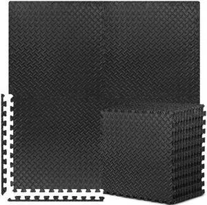 12-Tile Interlocking Puzzle Exercise Mat, 24'' x 24'' EVA Foam Flooring for Gym Equipment, Black 12-Tile Interlocking Puzzle Exercise Mat, 24'' x 24'' EVA Foam Flooring for Gym Equipment, Black