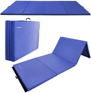 Fitvids Gymnastics Mats for Tumbling, 4'x8'x2" Folding Exercise Gym Mat with Carrying Handles High-Density Anti-Tear Martial Arts Fitness Aerobics Mat for Home Gym Yoga Pilates MMA Core Training, Blue Fitvids Gymnastics Mats for Tumbling, 4'x8'x2" Folding Exercise Gym Mat with Carrying Handles High-Density Anti-Tear Martial Arts Fitness Aerobics Mat for Home Gym Yoga Pilates MMA Core Training, Blue