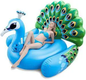JOYIN Inflatable Peacock Pool Float - Giant Blue Peacock Fun Beach Floaties, Swim Party Animal Decorations Adult Size Inflatable Summer Pool Raft Lounge for Adults JOYIN Inflatable Peacock Pool Float - Giant Blue Peacock Fun Beach Floaties, Swim Party Animal Decorations Adult Size Inflatable Summer Pool Raft Lounge for Adults