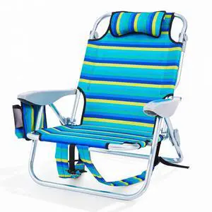 Canpsky Portable Beach Chair for Adults, Outdoor Lightweight Camping Chair Lay Flat Folding Backpack Beach Reclining Chair with 5 Positions, Headrest, Zipper Pouch, Cup Holder, NEW Striped Canpsky Portable Beach Chair for Adults, Outdoor Lightweight Camping Chair Lay Flat Folding Backpack Beach Reclining Chair with 5 Positions, Headrest, Zipper Pouch, Cup Holder, NEW Striped