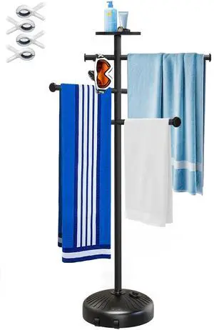 Pool Towel Rack with Wheels for Indoor Outdoor Use, 63 Inch Towel Holder with Storage Tray, 6 Adjustable Bars Hot Tub Accessories, Free Standing Towel Rack for Pool, Spa, Hot Tub Pool Towel Rack with Wheels for Indoor Outdoor Use, 63 Inch Towel Holder with Storage Tray, 6 Adjustable Bars Hot Tub Accessories, Free Standing Towel Rack for Pool, Spa, Hot Tub