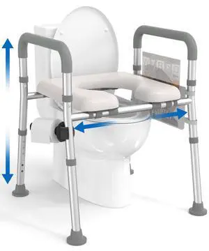 HOMLAND Raised Toilet Seat with Handles, Toilet Seat Riser for Seniors with Adjustable Height & Width, 400lb Handicap Elevated Toilet Seat for Elderly, Pregnant, Fit Any Toilet HOMLAND Raised Toilet Seat with Handles, Toilet Seat Riser for Seniors with Adjustable Height & Width, 400lb Handicap Elevated Toilet Seat for Elderly, Pregnant, Fit Any Toilet