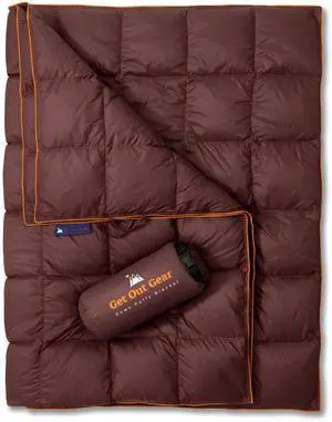 Get Out Gear Down Camping Blanket - Puffy, Packable, Lightweight and Warm | Ideal for Outdoors, Travel, Stadium, Festivals, Beach, Hammock | 650 Fill Power Water-Resistant Backpacking Quilt Get Out Gear Down Camping Blanket - Puffy, Packable, Lightweight and Warm | Ideal for Outdoors, Travel, Stadium, Festivals, Beach, Hammock | 650 Fill Power Water-Resistant Backpacking Quilt
