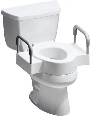Bemis Rise 4.5" Raised Toilet Seat with Support Handles, Hinges Never Loosen, Fits Round and Elongated Bemis Rise 4.5" Raised Toilet Seat with Support Handles, Hinges Never Loosen, Fits Round and Elongated