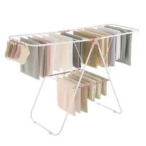 SONGMICS Clothes Drying Rack, with Sock Clips, Metal Laundry Rack, Foldable, Space-Saving, Free-Standing Airer, with 2 Height-Adjustable Gullwings, Indoor Outdoor Use, White and Pink ULLR052P01 SONGMICS Clothes Drying Rack, with Sock Clips, Metal Laundry Rack, Foldable, Space-Saving, Free-Standing Airer, with 2 Height-Adjustable Gullwings, Indoor Outdoor Use, White and Pink ULLR052P01