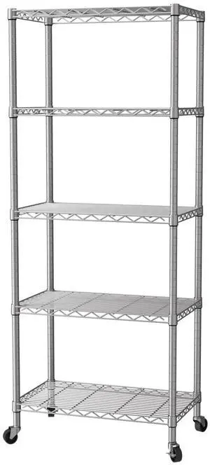 SINGAYE 5 Shelf Storage Wire Shelves Closet Bathroom Organizers Metal Pantry Kitchen Garage Shelving Unit Laundry Room Organization Home Narrow Rack Net Basket with Wheels Silver SINGAYE 5 Shelf Storage Wire Shelves Closet Bathroom Organizers Metal Pantry Kitchen Garage Shelving Unit Laundry Room Organization Home Narrow Rack Net Basket with Wheels Silver