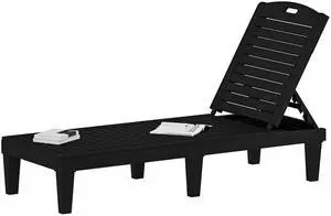 DWVO Outdoor Plastic Chaise Lounger, Poolside Lounge Chair w/5-Position Adjustable Backrest, Waterproof & Easy Setup for Patio, Poolside, Garden (Black, 1 PC) DWVO Outdoor Plastic Chaise Lounger, Poolside Lounge Chair w/5-Position Adjustable Backrest, Waterproof & Easy Setup for Patio, Poolside, Garden (Black, 1 PC)