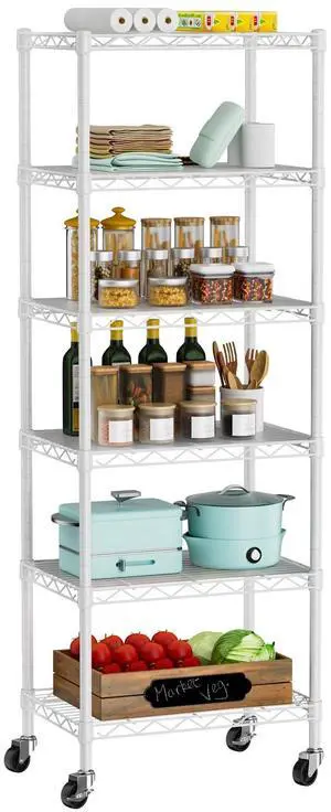 Golpart Small 6 Tier Shelf Storage Wire Shelving Unit Metal Shelves Adjustable Organizers Storage Shelving with Wheels for Bathroom Laundry Room Kitchen Pantry12D x 18W x 61.6H White Golpart Small 6 Tier Shelf Storage Wire Shelving Unit Metal Shelves Adjustable Organizers Storage Shelving with Wheels for Bathroom Laundry Room Kitchen Pantry12D x 18W x 61.6H White