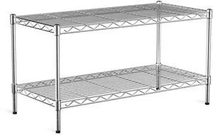 VANZBON 2-Tier Heavy Duty Shelving Unit,36" Wx18 Dx19.5H,Wire Shelf Rack with Lockable Wheels,Height Adjustable Metal Storage Shelves Organizer for Living Room,Garage,Kitchen,Office,Laundry,Pantry VANZBON 2-Tier Heavy Duty Shelving Unit,36" Wx18 Dx19.5H,Wire Shelf Rack with Lockable Wheels,Height Adjustable Metal Storage Shelves Organizer for Living Room,Garage,Kitchen,Office,Laundry,Pantry
