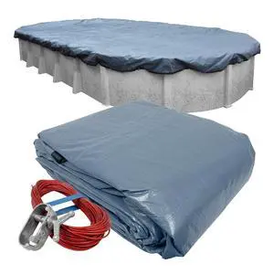 Robelle 12 x 24 ft Commercial Blue Winter Oval Pool Cover for Above Ground Pools, 4 ft Overlap (16 x 28 ft Cover Size), Solid 12 x 12 Scrim, 3.7 oz/yd2, 18-Year Warranty, Style: 341224-4A Robelle 12 x 24 ft Commercial Blue Winter Oval Pool Cover for Above Ground Pools, 4 ft Overlap (16 x 28 ft Cover Size), Solid 12 x 12 Scrim, 3.7 oz/yd2, 18-Year Warranty, Style: 341224-4A