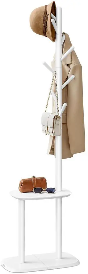 VASAGLE Coat Rack, Free Standing Coat Stand, Hall Coat Tree with 8 Hooks and Storage Shelf, 67.2 Inch Tall, for Coats, Hats, Bags, for Entryway, Hallway, Bedroom, Cloud White URCR040W01 VASAGLE Coat Rack, Free Standing Coat Stand, Hall Coat Tree with 8 Hooks and Storage Shelf, 67.2 Inch Tall, for Coats, Hats, Bags, for Entryway, Hallway, Bedroom, Cloud White URCR040W01
