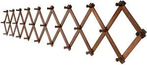 SKOLOO Accordion Wall Hanger with 28 Hooks, Modern Expandable Coat Rack Hat Rack for Wall, Solid Wooden, Walnut Color SKOLOO Accordion Wall Hanger with 28 Hooks, Modern Expandable Coat Rack Hat Rack for Wall, Solid Wooden, Walnut Color
