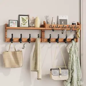 Evermagin 35" Coat Rack Wall Mount with Shelf, 4 in 1 Wall Mounted Coat and Key Hanger with 13 Hooks, Entryway Key Holder with Mail Holder for Living Room, Bedroom Evermagin 35" Coat Rack Wall Mount with Shelf, 4 in 1 Wall Mounted Coat and Key Hanger with 13 Hooks, Entryway Key Holder with Mail Holder for Living Room, Bedroom