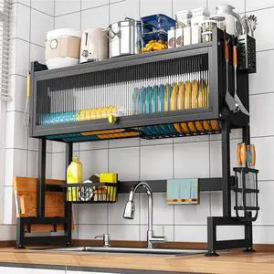 SNSLXH 2-Tier Over The Sink Dish Drying Rack, 33.66"×31.1"×11.81", Large Sink Rack for Kitchen, Saving Kitchen Space, Cover Design Holds Dishes, Bowls, and Cutlery, Kitchen Sink Shelf SNSLXH 2-Tier Over The Sink Dish Drying Rack, 33.66"×31.1"×11.81", Large Sink Rack for Kitchen, Saving Kitchen Space, Cover Design Holds Dishes, Bowls, and Cutlery, Kitchen Sink Shelf