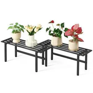 Dipion 2 Pack Metal Plant Stand Outdoor Plant Shelf Indoor,1 Tier Heavy Duty Plant Stands for Multiple Plants,26" L x 10.12" H x 8.75" W,Black Dipion 2 Pack Metal Plant Stand Outdoor Plant Shelf Indoor,1 Tier Heavy Duty Plant Stands for Multiple Plants,26" L x 10.12" H x 8.75" W,Black