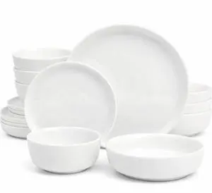 Gibson Home Oslo Dinnerware Set for 4, 16-Piece White Porcelain Plates and Bowls Ceramic Dish Set | Microwave & Dishwasher Safe Gibson Home Oslo Dinnerware Set for 4, 16-Piece White Porcelain Plates and Bowls Ceramic Dish Set | Microwave & Dishwasher Safe