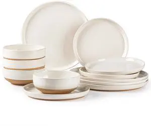 AmorArc Ceramic Dinnerware Sets, Handpainted Plates and Bowls Set with Rustic Terracotta Underside, Scratch Resistant Stoneware Dishes Set, Dishwasher & Microwave Safe AmorArc Ceramic Dinnerware Sets, Handpainted Plates and Bowls Set with Rustic Terracotta Underside, Scratch Resistant Stoneware Dishes Set, Dishwasher & Microwave Safe