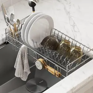 Kraus Workstation Kitchen Sink Dish Drying Rack Drainer and Utensil Holder, 17" L x 9" W, Stainless Steel, KDR-3 Kraus Workstation Kitchen Sink Dish Drying Rack Drainer and Utensil Holder, 17" L x 9" W, Stainless Steel, KDR-3