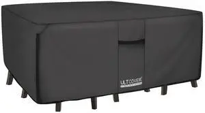ULTCOVER 600D Tough Canvas Heavy Duty Rectangular Patio Table and Chair Cover - Waterproof Outdoor General Purpose Furniture Covers 111 x 74 inch, Black ULTCOVER 600D Tough Canvas Heavy Duty Rectangular Patio Table and Chair Cover - Waterproof Outdoor General Purpose Furniture Covers 111 x 74 inch, Black