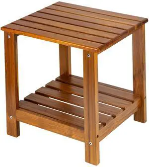 Utoplike Teak Side Table Outdoor, Patio End Table Double Layer, Wooden Coffee Accent Tables for Backyard, Garden, Bed, Living Room, Couch, Two-Tier Utoplike Teak Side Table Outdoor, Patio End Table Double Layer, Wooden Coffee Accent Tables for Backyard, Garden, Bed, Living Room, Couch, Two-Tier