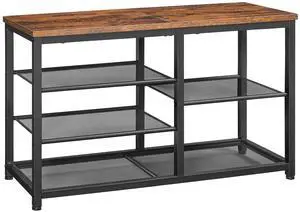 HOOBRO Shoe Bench, 5-Tier Shoe Rack Bench with Mesh Shelves, Shoe Organizer, Industrial Shoe Storage Bench for Entryway, Easy Assembly, 11 x 31.5 x 19.7 Inches, Rustic Brown and Black BF36HX01 HOOBRO Shoe Bench, 5-Tier Shoe Rack Bench with Mesh Shelves, Shoe Organizer, Industrial Shoe Storage Bench for Entryway, Easy Assembly, 11 x 31.5 x 19.7 Inches, Rustic Brown and Black BF36HX01