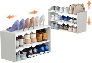 X-cosrack 2 Pack 2-Tier Shoe Rack Organizer for Closet, Expandable and Adjustable White Shoe Rack, Stackable Iron Wood Combination Shoe Storage Shelves for Closets, Entryway, Small Space, Garage X-cosrack 2 Pack 2-Tier Shoe Rack Organizer for Closet, Expandable and Adjustable White Shoe Rack, Stackable Iron Wood Combination Shoe Storage Shelves for Closets, Entryway, Small Space, Garage