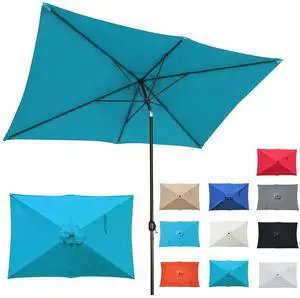 Blissun 10' Rectangular Patio Umbrella Outdoor Market Table Umbrella with Push Button Tilt and Crank (Cerulean) Blissun 10' Rectangular Patio Umbrella Outdoor Market Table Umbrella with Push Button Tilt and Crank (Cerulean)