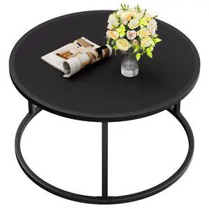 SAYGOER Small Round Coffee Table, Black Coffee Tables for Living Room, Modern Center Table for Small Space Home Office Gardern, 27.6 × 27.6 × 17.7inch, Black SAYGOER Small Round Coffee Table, Black Coffee Tables for Living Room, Modern Center Table for Small Space Home Office Gardern, 27.6 × 27.6 × 17.7inch, Black