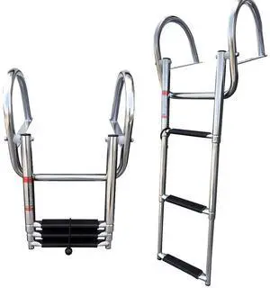Pontoon Boat Ladder, Stainless Steel 3 Step Telescoping Boat Boarding Ladder with Wide Steps, Folding Boat Swim Ladder,Dock Ladder with Hand Railings Heavy Duty Pontoon Boat Ladder, Stainless Steel 3 Step Telescoping Boat Boarding Ladder with Wide Steps, Folding Boat Swim Ladder,Dock Ladder with Hand Railings Heavy Duty