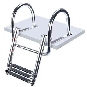 Marinebaby 3 Steps Pontoon Boat Ladder, Stainless Steel Folding Telescoping Rear Entry Inboard Ladder Heavy Duty Custom Swim Deck Ladder with Pedal Hand Railing Ladder Marinebaby 3 Steps Pontoon Boat Ladder, Stainless Steel Folding Telescoping Rear Entry Inboard Ladder Heavy Duty Custom Swim Deck Ladder with Pedal Hand Railing Ladder