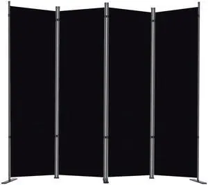 RANTILA 4 Panel Room Divider, 6 FT Folding Privacy Screen with Wide Feet, Freestanding Partition for Room Separation, Portable Room Divider Panel, 89" W x 71" H, Black RANTILA 4 Panel Room Divider, 6 FT Folding Privacy Screen with Wide Feet, Freestanding Partition for Room Separation, Portable Room Divider Panel, 89" W x 71" H, Black