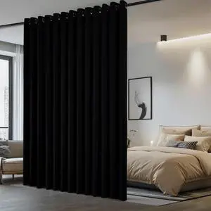 NICETOWN Room Separating Divider, Room Divider Curtain Screen Partition, Function Thermal Blackout Patio Door Panel, Sliding Door Insulated Curtain for Patio, Black, 12.5ft Wide x 8ft Long NICETOWN Room Separating Divider, Room Divider Curtain Screen Partition, Function Thermal Blackout Patio Door Panel, Sliding Door Insulated Curtain for Patio, Black, 12.5ft Wide x 8ft Long