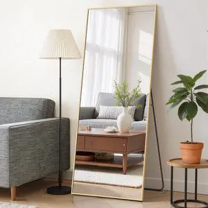 Mirror Full Length 65"x24" Full Body Floor Mirror with Stand, Shatterproof Glass, Aluminum Alloy Frame, Free Standing Wall Mounted or Leaning Rectangle Mirrors for Bedroom Living Room Entryway Mirror Full Length 65"x24" Full Body Floor Mirror with Stand, Shatterproof Glass, Aluminum Alloy Frame, Free Standing Wall Mounted or Leaning Rectangle Mirrors for Bedroom Living Room Entryway