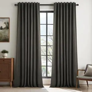 Grey Linen Black Out Curtains 96 Inches Long 2 Panels Set for Sliding Glass Doors Modern Cottage Room Darkening Pleat Dark Gray Aesthetic Drapes Soundproof Privacy 8 FT Window Curtain for Office Burg Grey Linen Black Out Curtains 96 Inches Long 2 Panels Set for Sliding Glass Doors Modern Cottage Room Darkening Pleat Dark Gray Aesthetic Drapes Soundproof Privacy 8 FT Window Curtain for Office Burg
