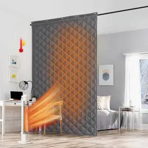 RYB HOME Large Summer Heat Blocking Thick Quilted Insulated Curtains, Thermal Insulated Curtains Room Divider for Energy Saving Window Treatment for Bedroom Living Room, W48 x L96, Grey, 1 Panel RYB HOME Large Summer Heat Blocking Thick Quilted Insulated Curtains, Thermal Insulated Curtains Room Divider for Energy Saving Window Treatment for Bedroom Living Room, W48 x L96, Grey, 1 Panel