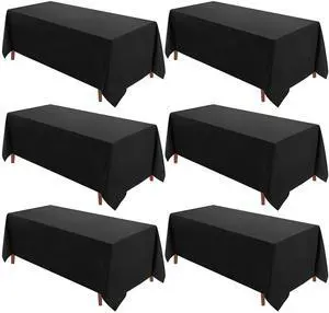 VidaFete Table Cloth 90 * 132inch 6 Pack Rectangle Tablecloth Polyester, Stain Wrinkle Resistant Polyester Dining Table Cover for Kitchen Dinning Party Wedding Rectangular Tabletop Decoration(Black) VidaFete Table Cloth 90 * 132inch 6 Pack Rectangle Tablecloth Polyester, Stain Wrinkle Resistant Polyester Dining Table Cover for Kitchen Dinning Party Wedding Rectangular Tabletop Decoration(Black)