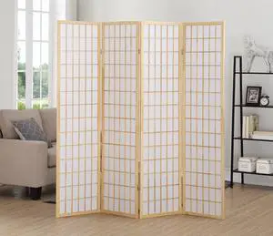 Roundhill Furniture Oriental Shoji 4 Panel Screen Room Divider, Natual Roundhill Furniture Oriental Shoji 4 Panel Screen Room Divider, Natual