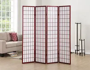 Roundhill Furniture Oriental Shoji 4 Panel Screen Room Divider, Cherry Roundhill Furniture Oriental Shoji 4 Panel Screen Room Divider, Cherry