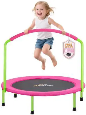ATIVAFIT 36 Kids Trampoline with Big Handle Compact Indoor/Outdoor Mini Trampoline for Toddlers 26 Years (Pink) ATIVAFIT 36 Kids Trampoline with Big Handle Compact Indoor/Outdoor Mini Trampoline for Toddlers 26 Years (Pink)