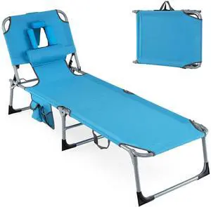 Goplus Tanning Chair, Folding Adjustable Patio Lounge Chair with Face Hole, Removable Pillow, 330LBS, Carry Strap, Outdoor Sunbathing Chair, Lightweight Portable Beach Lounge Chair (1, Navy) Goplus Tanning Chair, Folding Adjustable Patio Lounge Chair with Face Hole, Removable Pillow, 330LBS, Carry Strap, Outdoor Sunbathing Chair, Lightweight Portable Beach Lounge Chair (1, Navy)