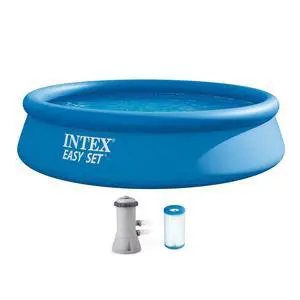 INTEX Easy Set 12 ft x 30in Above Ground Pool Set, Round Inflatable Swimming Pool with 530 GPH Cartridge Filter Pump and Type A Cartridge INTEX Easy Set 12 ft x 30in Above Ground Pool Set, Round Inflatable Swimming Pool with 530 GPH Cartridge Filter Pump and Type A Cartridge