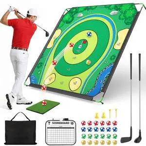 IGRL Golf Chipping Game Set, 71 X 71 in Large Golf Practice Mat with 2 Adjustable Clubs, Hitting Mat, 24 Sticky Balls, 2 Golf Tees, Scoreboard & Carry Bag, Indoor Outdoor Training Game for Adults IGRL Golf Chipping Game Set, 71 X 71 in Large Golf Practice Mat with 2 Adjustable Clubs, Hitting Mat, 24 Sticky Balls, 2 Golf Tees, Scoreboard & Carry Bag, Indoor Outdoor Training Game for Adults