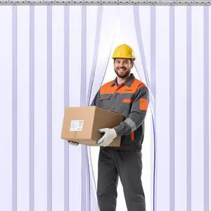 AUURIO Plastic Door Curtain, 84" Height x 72" Width x 0.08" Thickness, 12PCS Clear Smooth PVC Door Freezer Curtains Strips, Insulating Plastic Curtains for Doorways of Walk-in Cooler, Warehouse,Garage AUURIO Plastic Door Curtain, 84" Height x 72" Width x 0.08" Thickness, 12PCS Clear Smooth PVC Door Freezer Curtains Strips, Insulating Plastic Curtains for Doorways of Walk-in Cooler, Warehouse,Garage