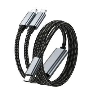 USB C to Double Type C Cable, 100W Fast Charge, Nylon Braided, Charging Cord for Multiple Devices, Data Transfer Support, 2 in 1 USB C to Double Type C Cable, 100W Fast Charge, Nylon Braided, Charging Cord for Multiple Devices, Data Transfer Support, 2 in 1