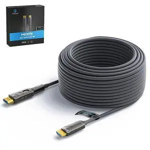 KIMTABO Fiber Optic HDMI Cable - 75ft, 4K@60Hz, HDMI to HDMI & Micro HDMI, HDR10, ARC, 3D, Slim for Laptop, Camera, PS4, Projector, TV KIMTABO Fiber Optic HDMI Cable - 75ft, 4K@60Hz, HDMI to HDMI & Micro HDMI, HDR10, ARC, 3D, Slim for Laptop, Camera, PS4, Projector, TV