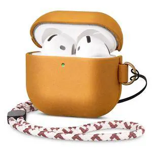 Maogoam for AirPods 4 Case Leather, D Clip Design with Hand Lanyard, Genuine Leather Case for AirPods 4th Generation(2024), Handcrafted, Vintage Style, Tan Brown Maogoam for AirPods 4 Case Leather, D Clip Design with Hand Lanyard, Genuine Leather Case for AirPods 4th Generation(2024), Handcrafted, Vintage Style, Tan Brown