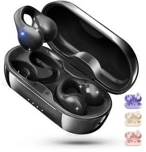 King Lucky i21 Open Ear Clip On Earbuds Wireless Bluetooth Ear Clip Headphones with Mic,Noise Cancelling, Waterproof IPX4,for Small Ears,Perfect for Running,Sports,Glasses Wearers (Black) King Lucky i21 Open Ear Clip On Earbuds Wireless Bluetooth Ear Clip Headphones with Mic,Noise Cancelling, Waterproof IPX4,for Small Ears,Perfect for Running,Sports,Glasses Wearers (Black)